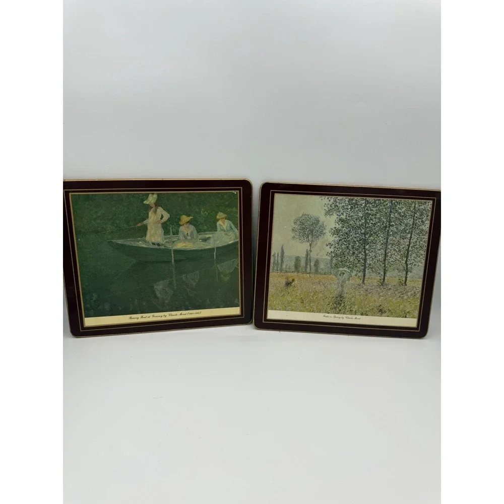 Vintage Lady Clare Placemats Claude Monet Artwork Gold Gilded Edge England